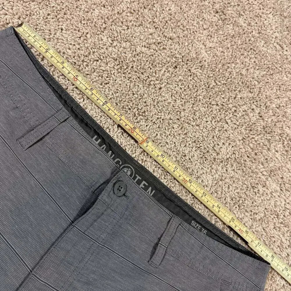 Hang Ten Hybrid Shorts Mens 36 Gray Striped Stretch Golf Casual Chino Flat Front
